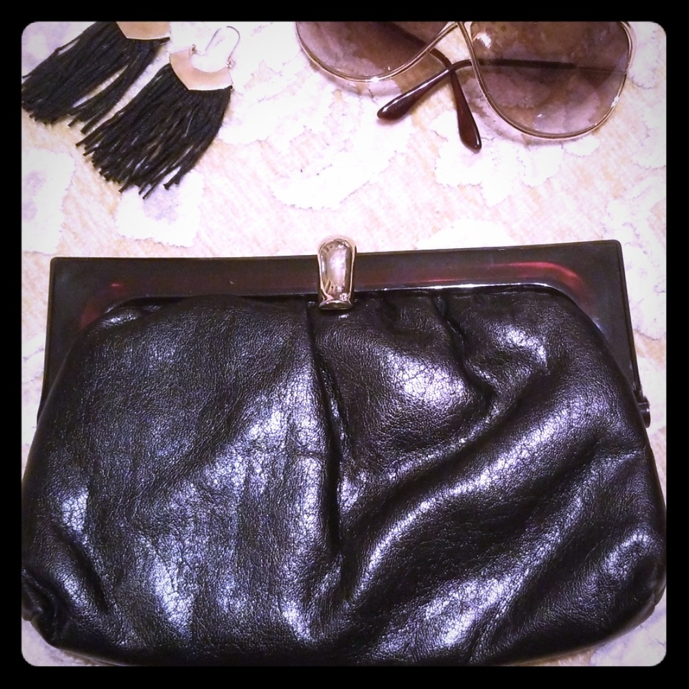 Beautiful leather and lucite clutch
